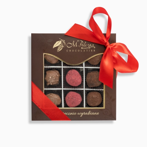 Zestaw trufli - karmelowe, Marc de Champagne, gianduja - 9 szt.